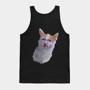 Funny depressed crying cat meme Tank Top